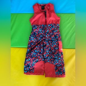 North Face toddle snow bib overalls pink and flowers 2T